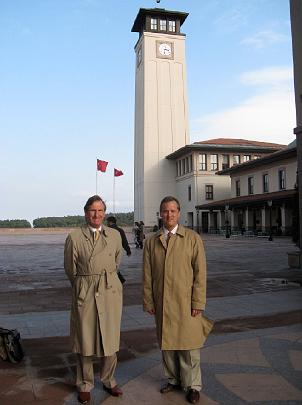 15 koc tower outside.jpg - Raja Paul Potter, Raja of Invincible Turkey, and Dr Ashley Deans before the tower at Koc University, Istanbul.